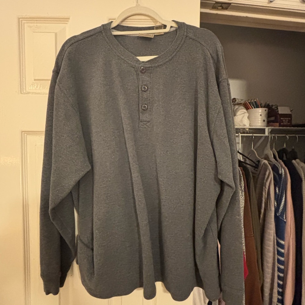 Gray Long Sleeve Henley Shirt